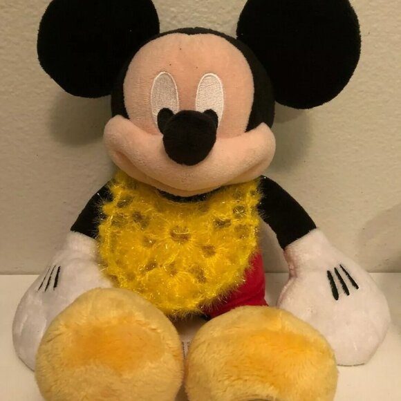 Disney Other - Mickey Mouse Plush w/ Yellow Bib. Genuine Disney Store - Preowned, 13.5" Doll